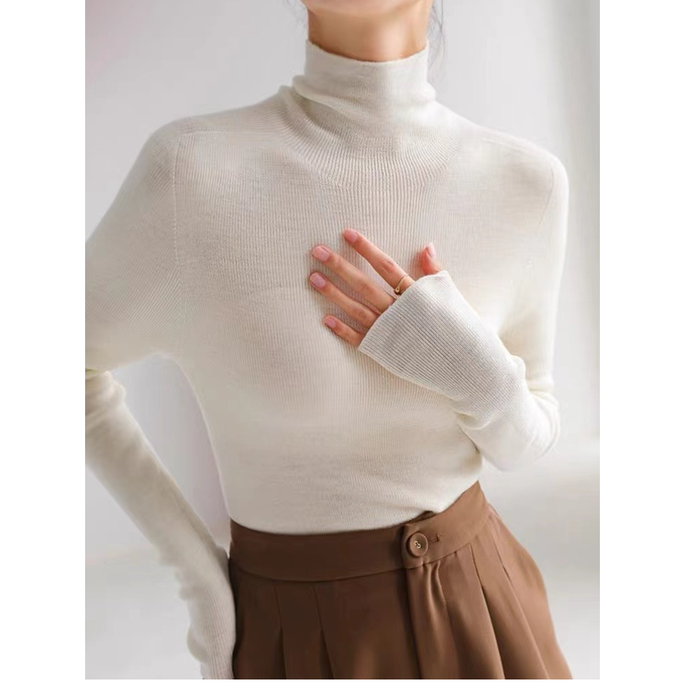 玉兰悠悠高级时装“贴心法宝”无缝一体高领打底百搭纯色保暖长袖