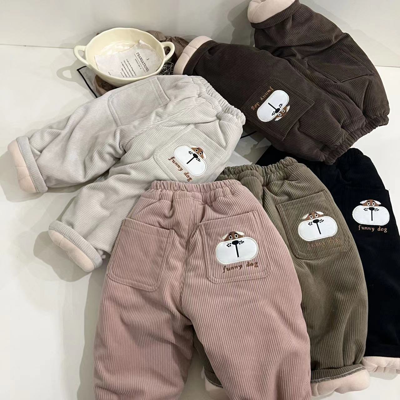 [锦初]2023儿童新款保暖休闲裤女童秋冬束脚加绒加厚棉宝宝裤冬季