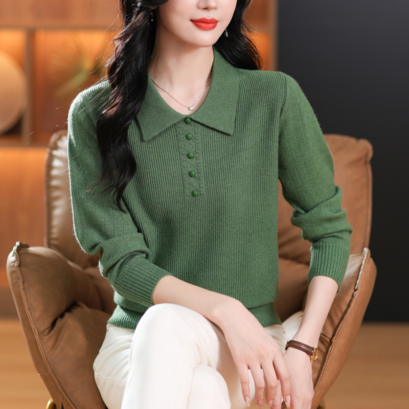 2025秋装新款小包扣套头减龄时尚洋气针织衫女春秋