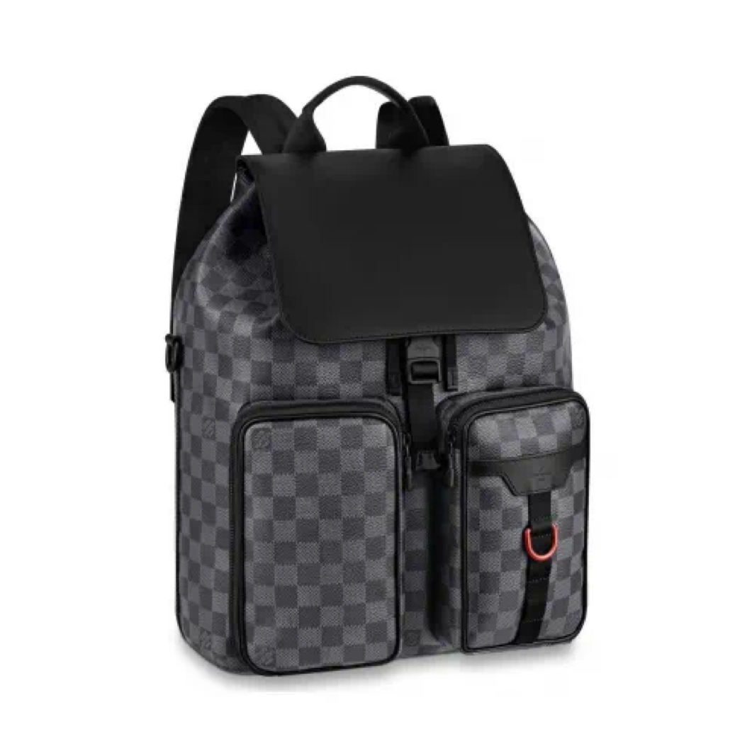 95新 LouisVuitton/路易威登 97新黑棋盘格Utility男士3921双肩包