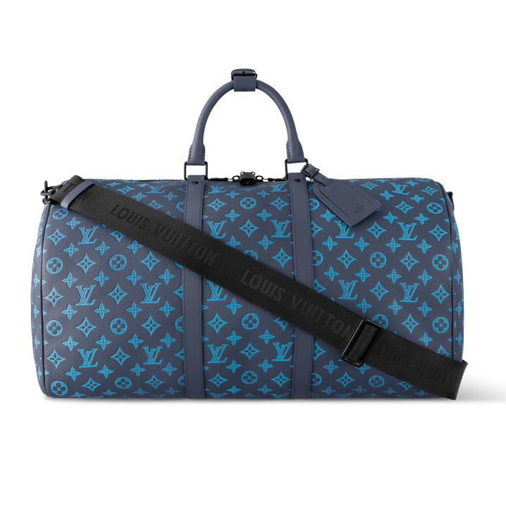 99新 LV 99新LV蓝色8869牛皮压花老花keepall 50行李袋旅行袋