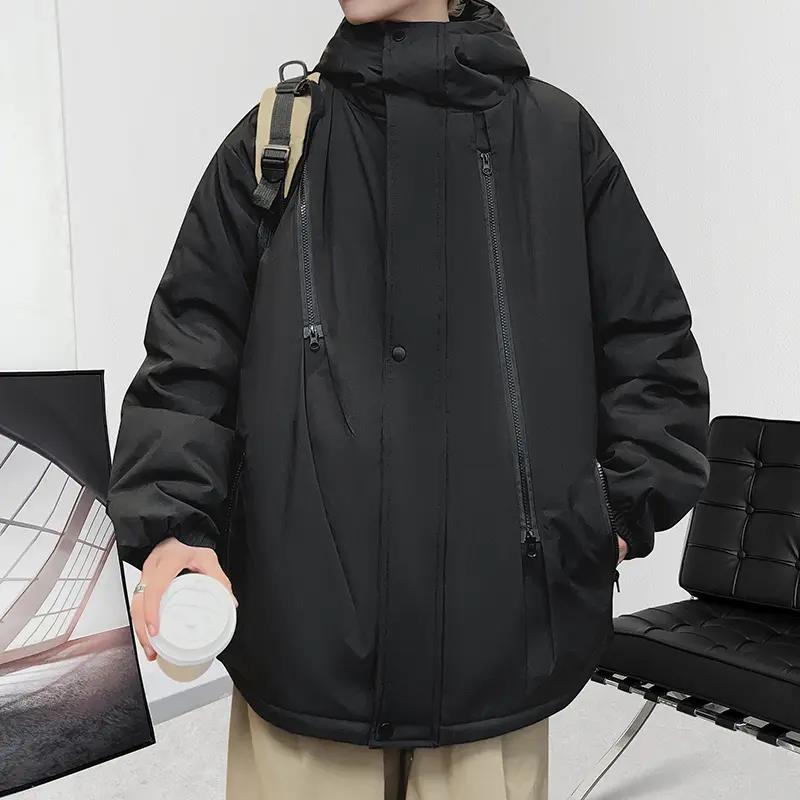 连帽棉衣男款秋冬季冲锋衣外套美式高街潮牌休闲百搭加厚保暖棉服
