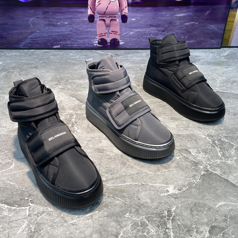 回力新高帮男鞋冬季魔术贴棉鞋男防水厚底加绒加厚保暖男士雪地靴