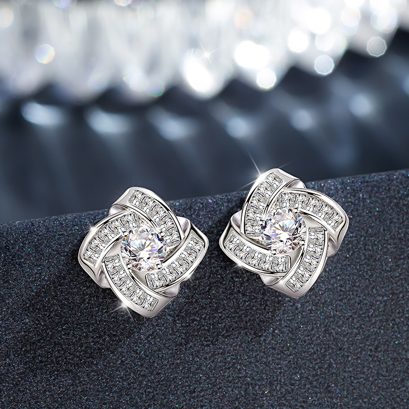 合金合成锆石耳饰  四叶草耳钉女2023新款潮耳饰耳环轻奢高级感