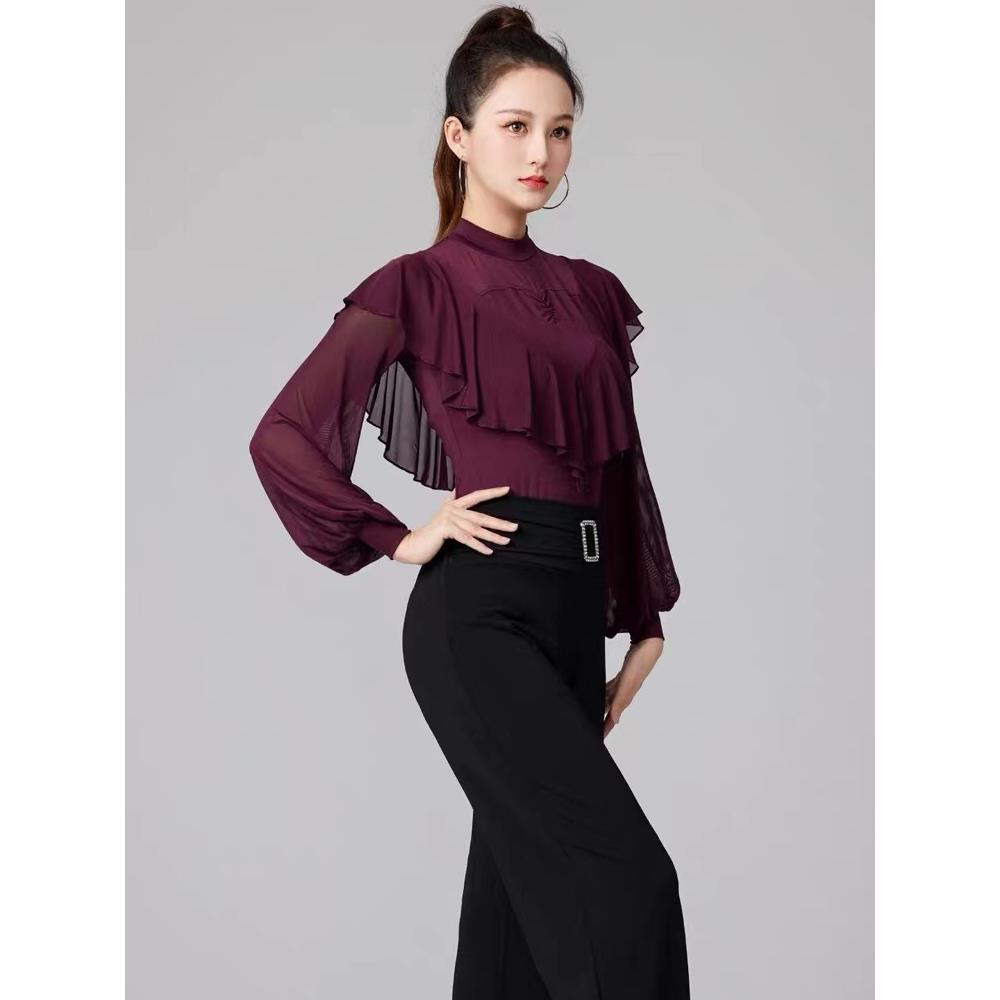 2023秋冬新款拉丁舞上衣成人女广场舞衣国标摩登舞蹈服练功表演服