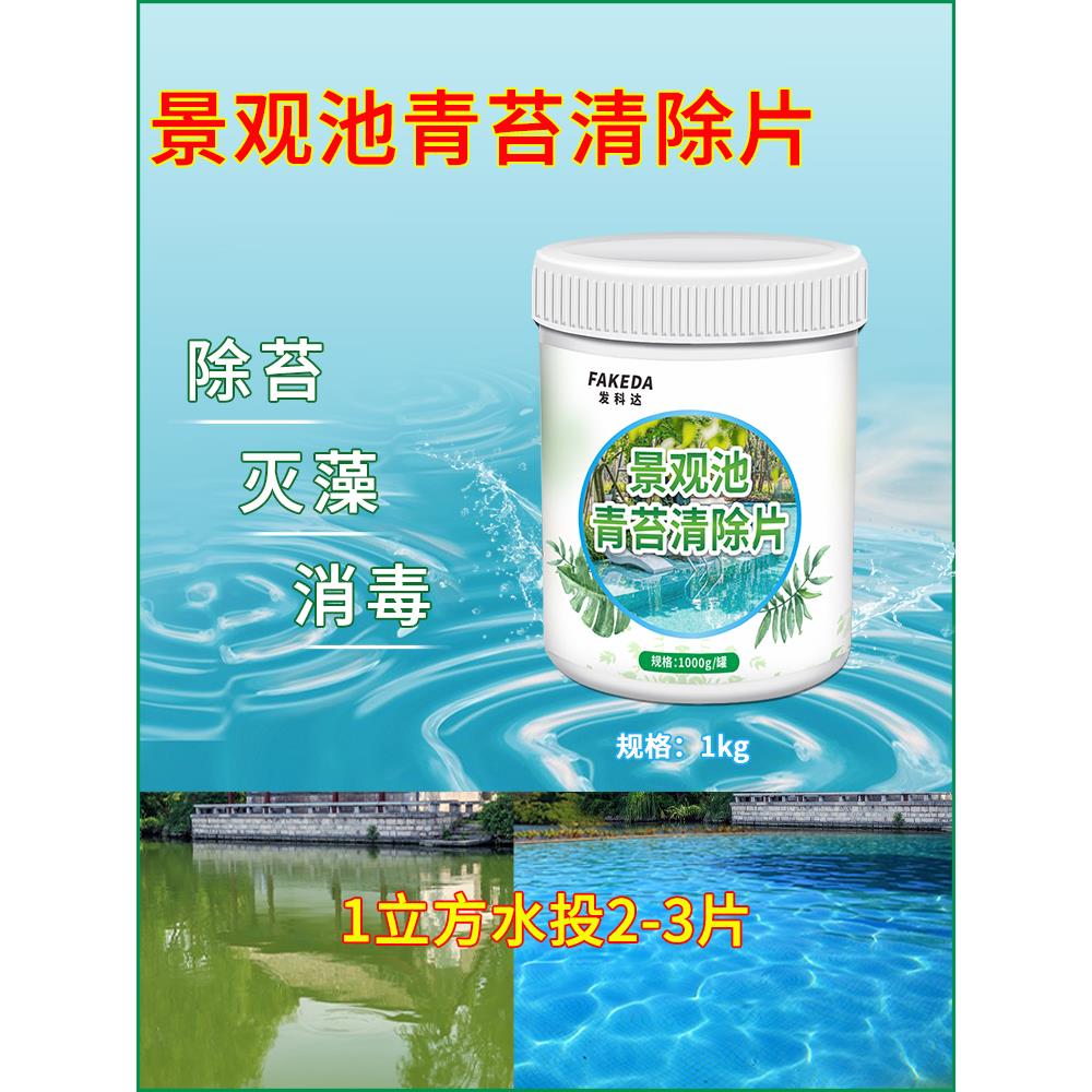 喷泉景观水池杀青苔清除剂庭院地面去绿苔藓水藻类绿毛微生物消毒