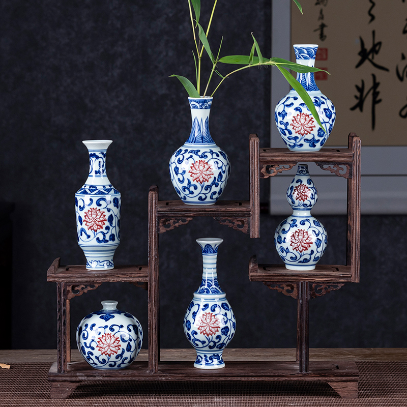 景德镇陶瓷器手绘青花瓷迷你小花瓶水养插花创意复古特小饰品摆件
