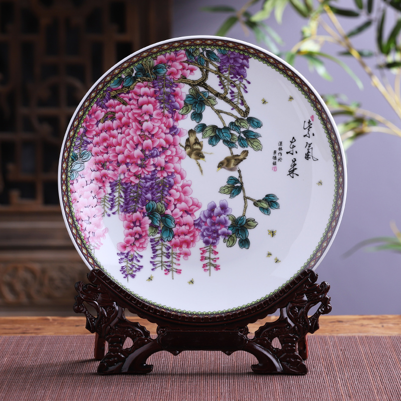 景德镇陶瓷器挂盘紫气东来装饰盘子现代家居客厅工艺品装饰品摆件