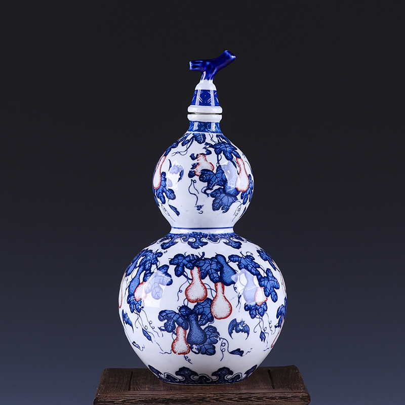 景德镇陶瓷器葫芦空酒瓶1斤容量【高度22.5cm宽度10.5cm】