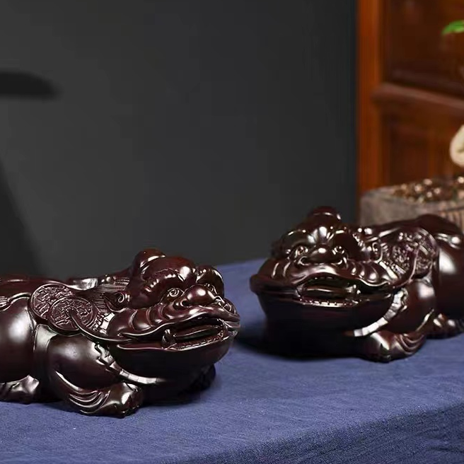 黑檀木雕貔貅摆件工艺品整料雕刻家居摆件送礼佳品装饰品