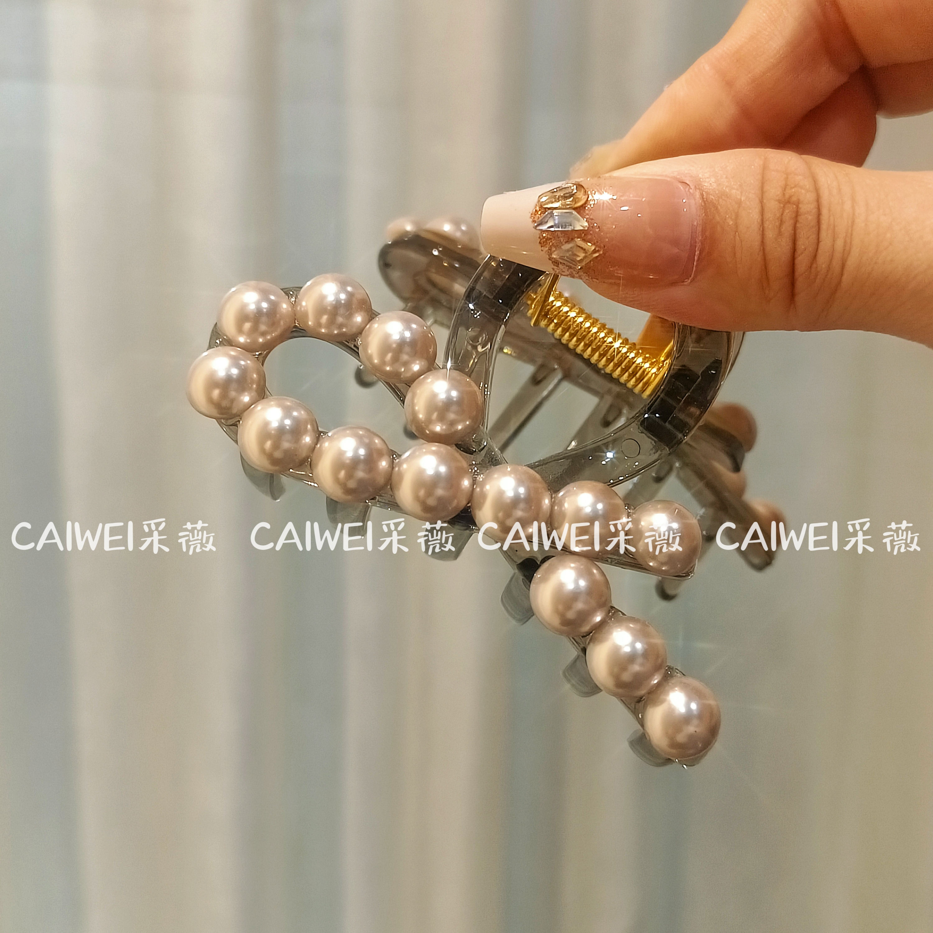 A1106韩版珠珠抓夹U型爪子发夹气质轻奢时尚发饰简约优雅大抓夹