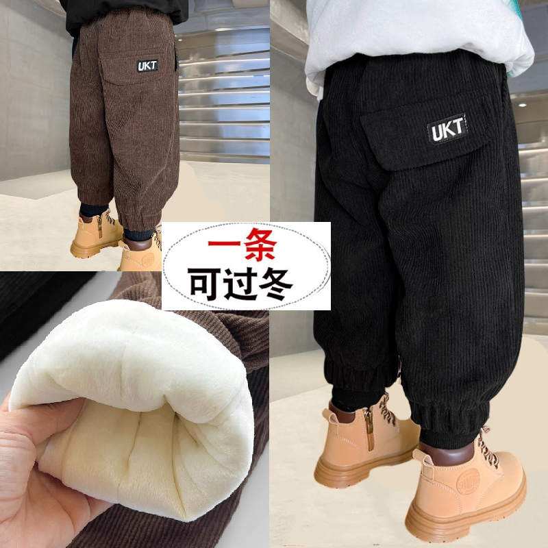 巴拉推荐男童棉裤冬季加厚三层夹棉裤子儿童一条过冬运动裤外穿保