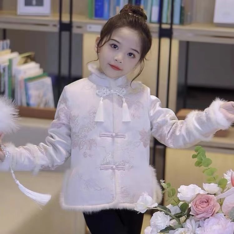 巴拉推荐女童外套冬装2023新款中国风儿童衣服唐装小女孩冬季古风