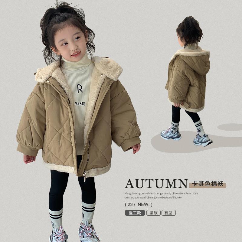 巴拉冬季推荐女童棉服保暖冬装2023新款儿童洋气加绒加厚棉袄宝宝