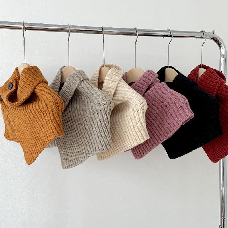 秋冬新款高领套头针织围脖女百搭纯色保暖脖套假领