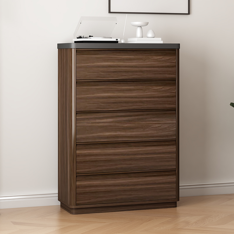 新中式实木斗柜家用卧室靠墙大容量钢化玻璃台面储物柜床尾收纳柜