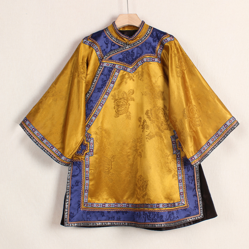 【晓菊清幽】复古新中式纯手工桑蚕丝香云纱中国风提花斜襟女士上衣