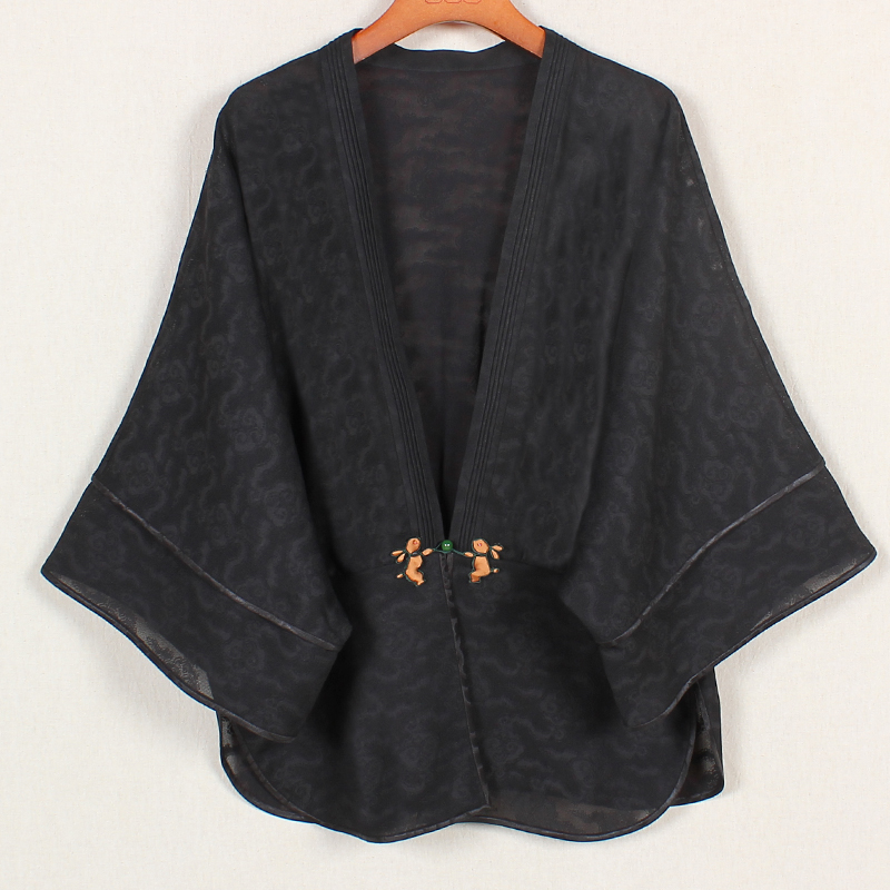 【玉兔】香云纱桑蚕丝复古中式夏季古风宽松显瘦百搭时尚汉服女上衣