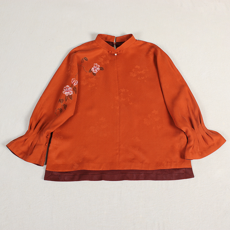 【春展】复古新中式桑蚕丝纯手工香云纱中国风长袖国风女士上衣