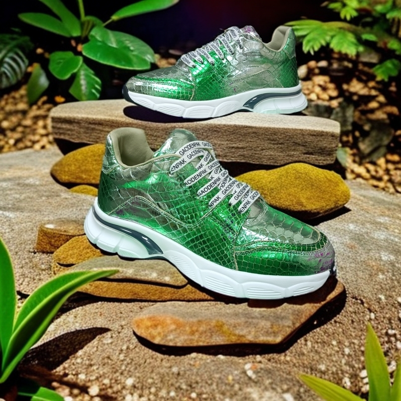 进口透气银莽稀有皮银/绿渐变色男鞋元素限量款运动鞋球鞋跑鞋休