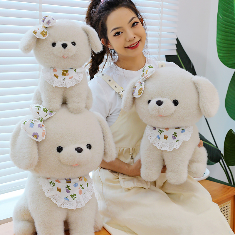 可爱仿真小狗毛绒玩具高地狗狗公仔睡觉比熊玩偶女孩生日礼物娃娃