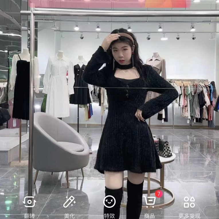 NN054-小香风新款显瘦气质简约连衣裙女法式时尚设计感