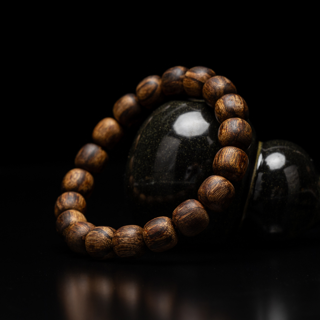 【收藏级天然野】越南芽庄白棋 10mm鼓珠天花板沉香手串