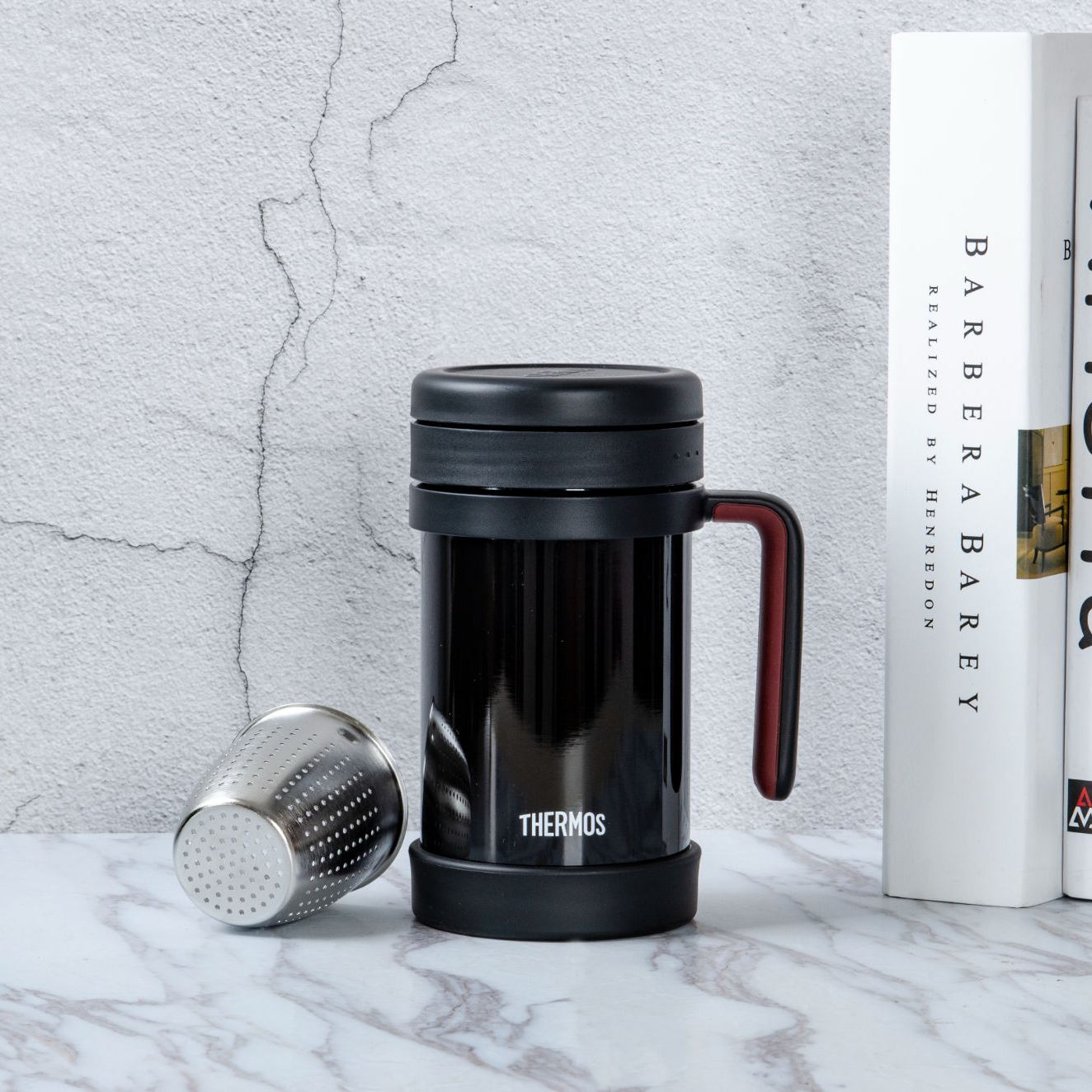 【A等品微瑕】 膳魔师不锈钢保温杯 带不锈钢茶漏 黑色 TCMF-501BK