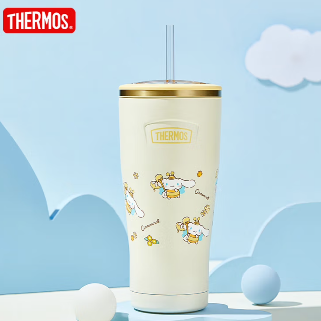 【A等品微瑕】膳魔师大耳狗蜜蜂吸管杯850ml黄色 TEMF-850-Honey