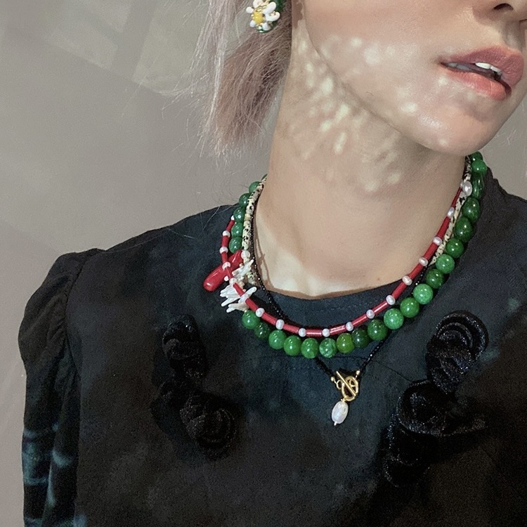 钛钢项链 新年氛围新中式成套搭配石钛钢高保色24秋冬新款 