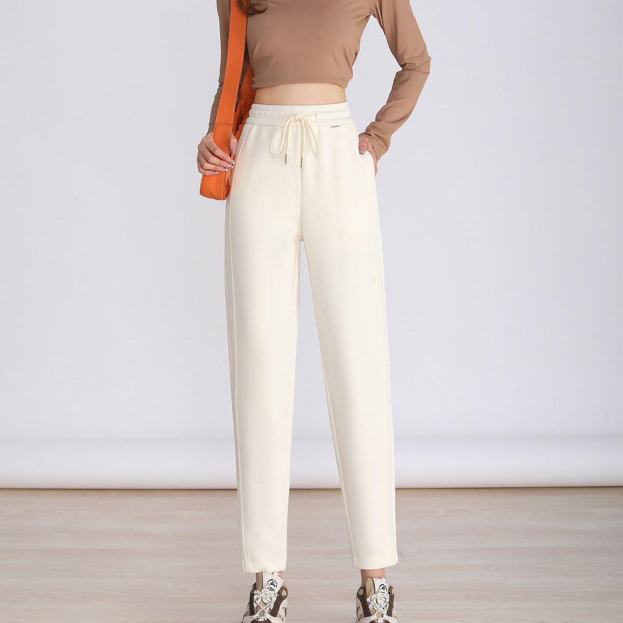 3002春季新款潮流百搭时尚显瘦重镑垂感哈伦女裤长裤高腰休闲宽松