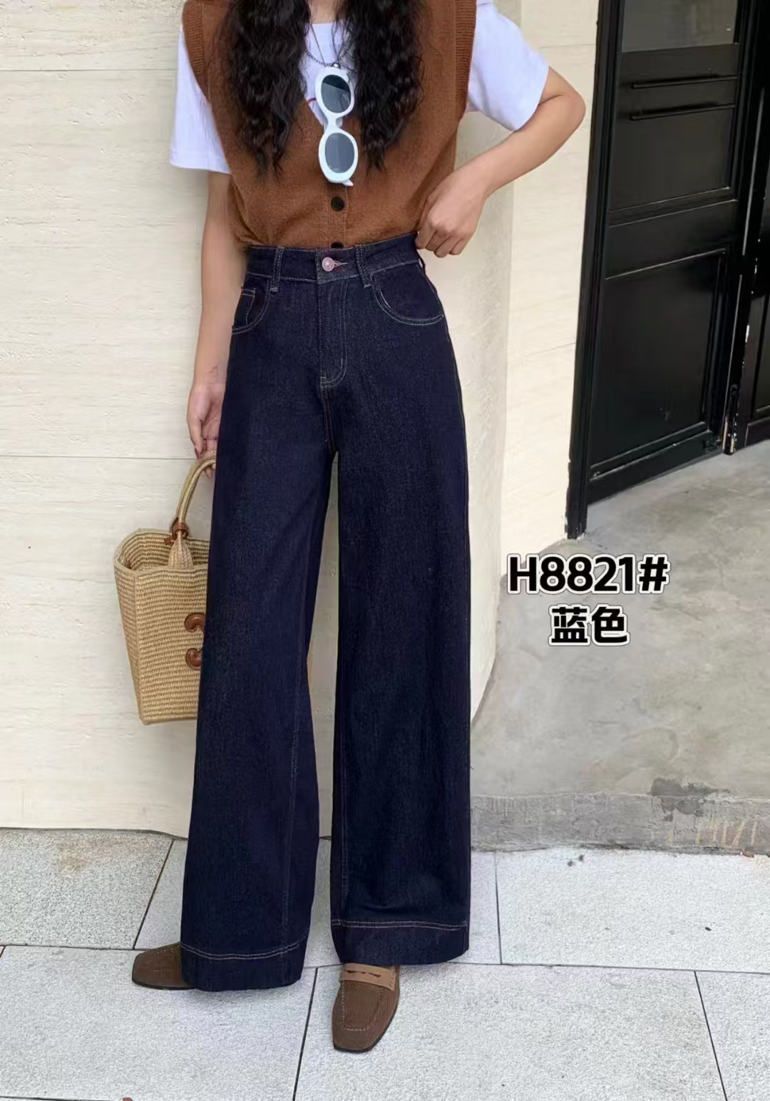 8821时尚潮流秋冬新品牛仔阔腿裤显瘦年轻百搭