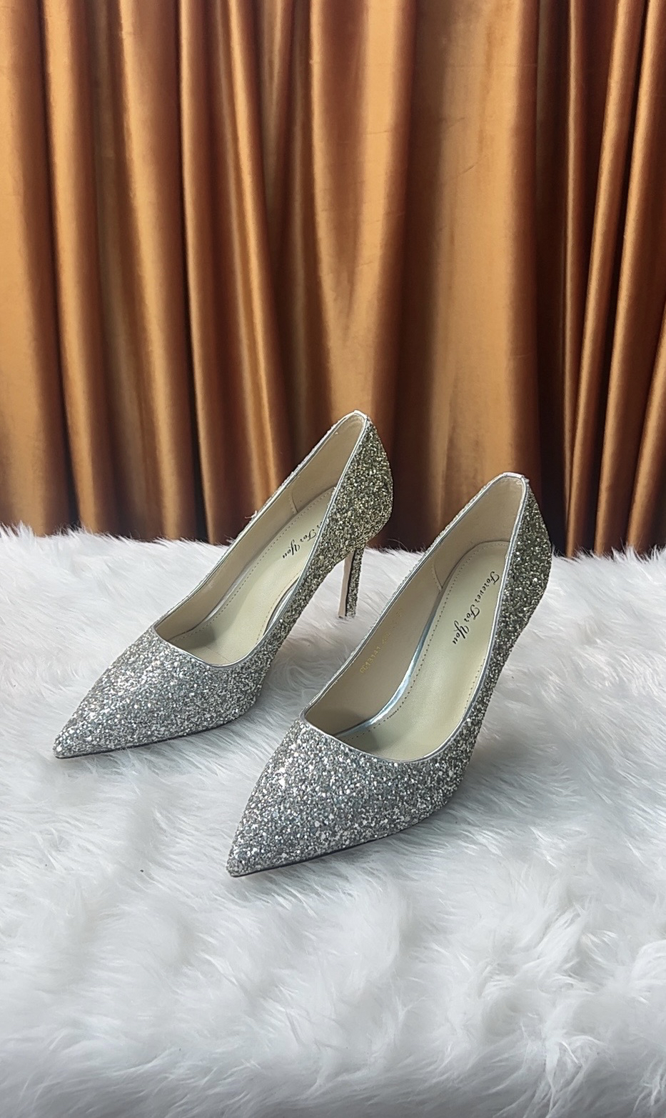 （13141）女高跟鞋金色休闲鞋