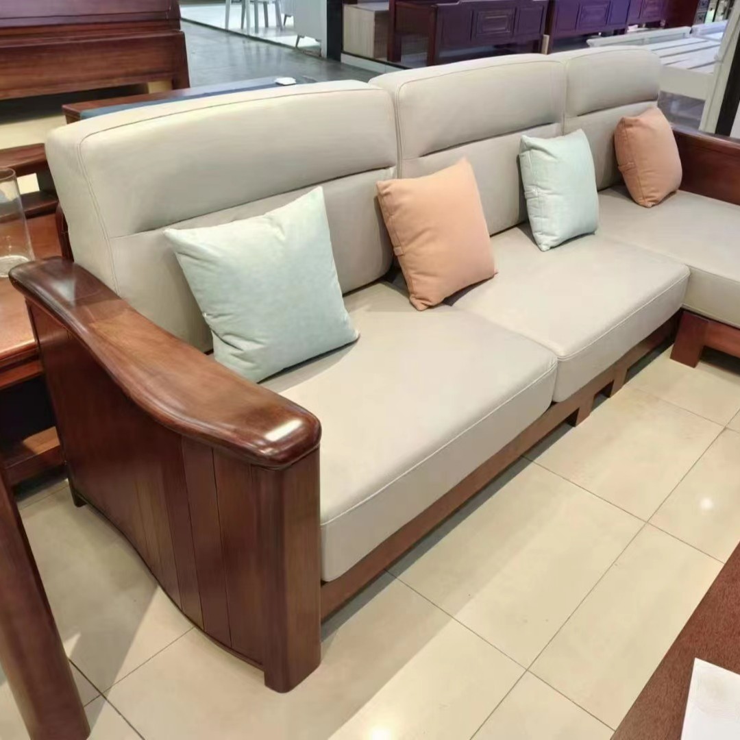 胡桃木实木沙发高箱储物沙发组合客厅小户型冬夏两用中式雕花636