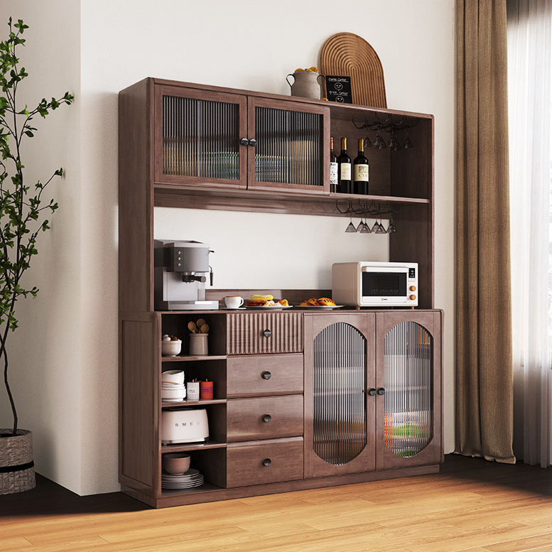 北欧实木餐边柜家用大小户型橱柜收纳厨房储物柜茶水柜原木边柜