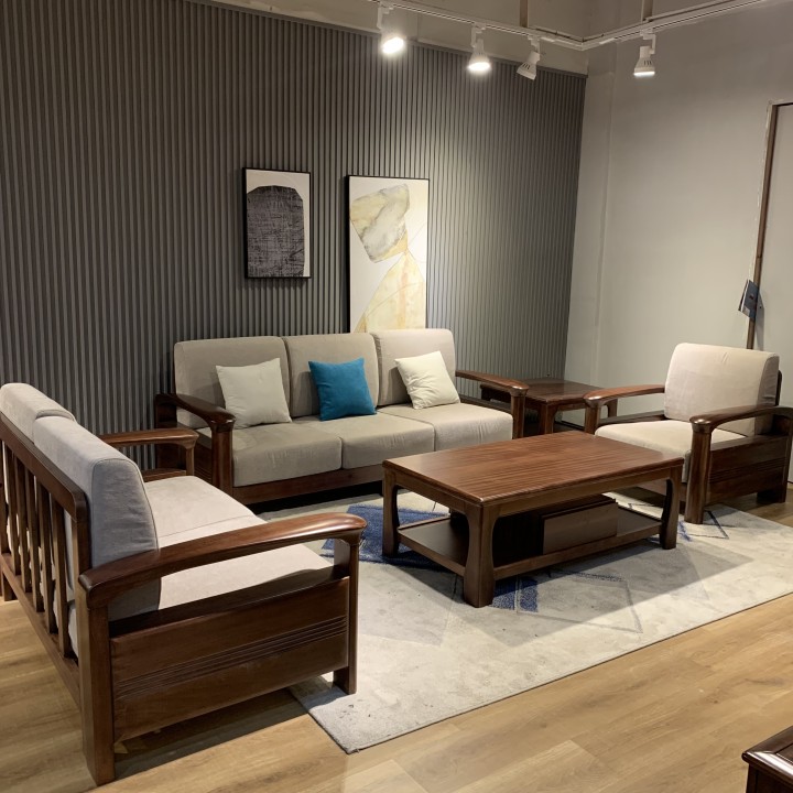 紫金檀胡桃木沙发现代简约客厅小户型贵妃组合家用三人位沙发Y536