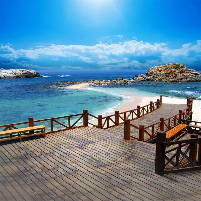 新款海景YY主播背景布直播间大海沙滩快手抖音外景布网红背景墙3d