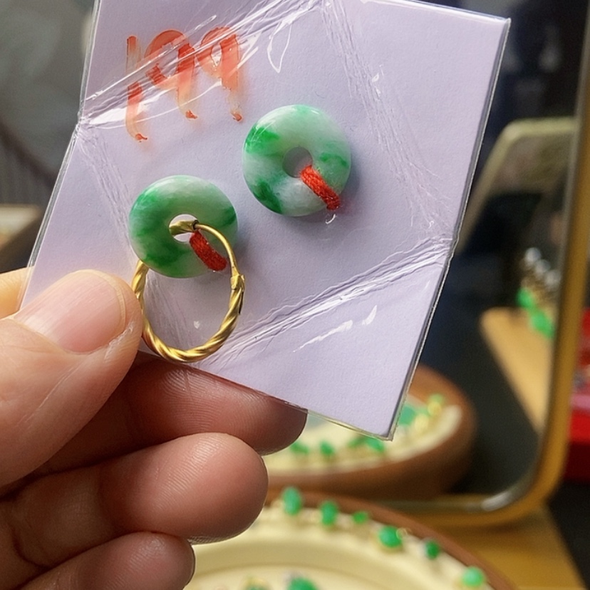 【闪购商品】翡翠耳饰银S925镶嵌