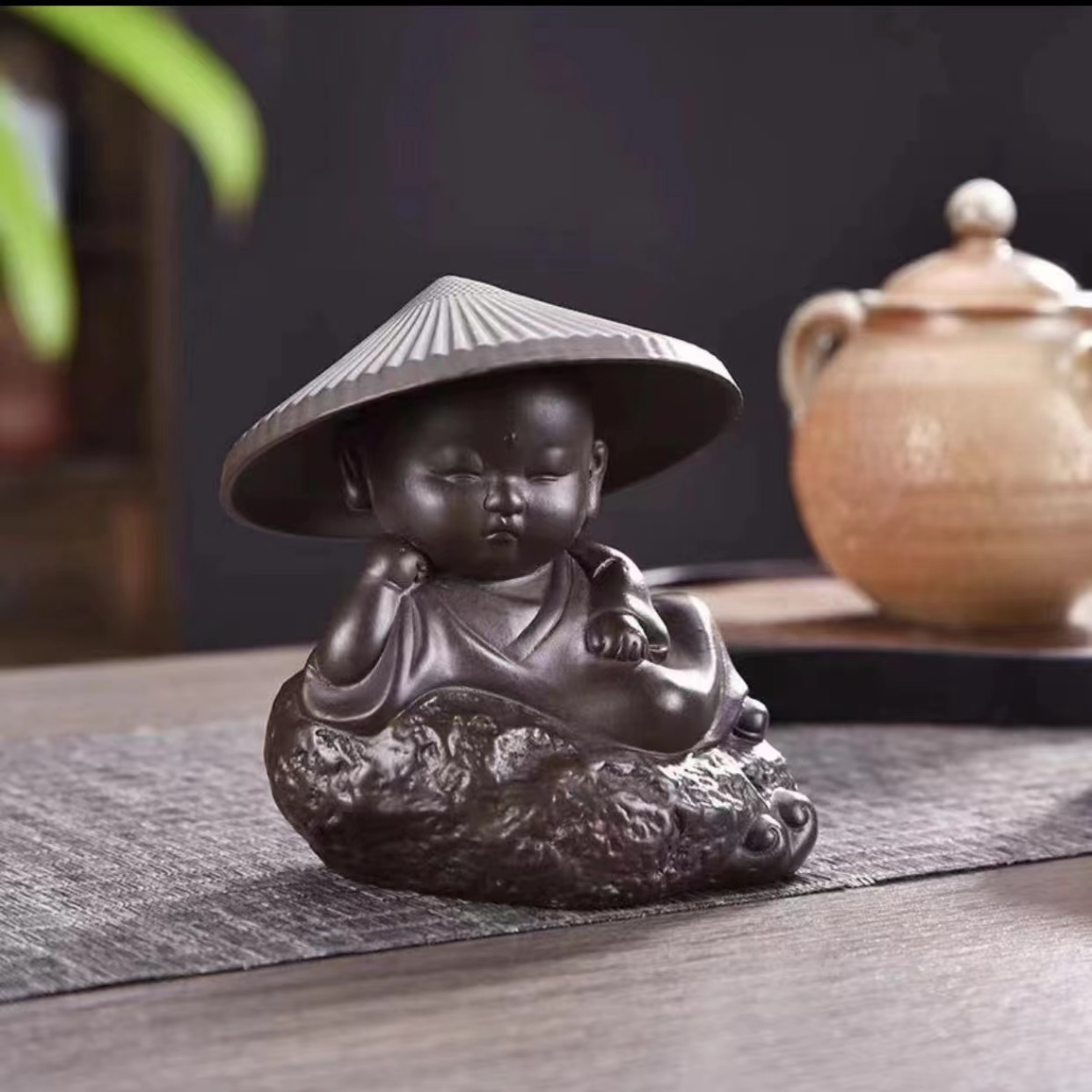GF057笑脸呆萌小和尚茶漏茶滤茶宠家用茶叶过滤网滤全瓷过滤创意