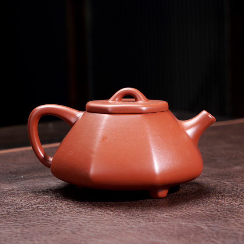  Y YK2571朱泥八方石瓢凤鸣壶+证书家用功夫茶具泡茶器
