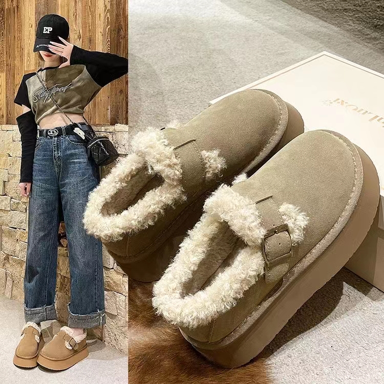 回力瑞冬季低帮雪地靴女加绒厚底休闲百搭时尚网红增高小个子毛毛