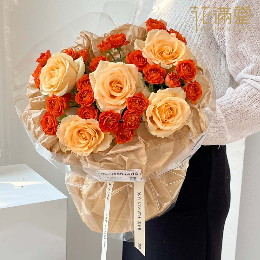 【暖心花礼】5朵香槟玫瑰花鲜花束送人惊喜网红礼物生日礼物送女生见面礼物推荐约会结婚纪念日鲜花同城配送