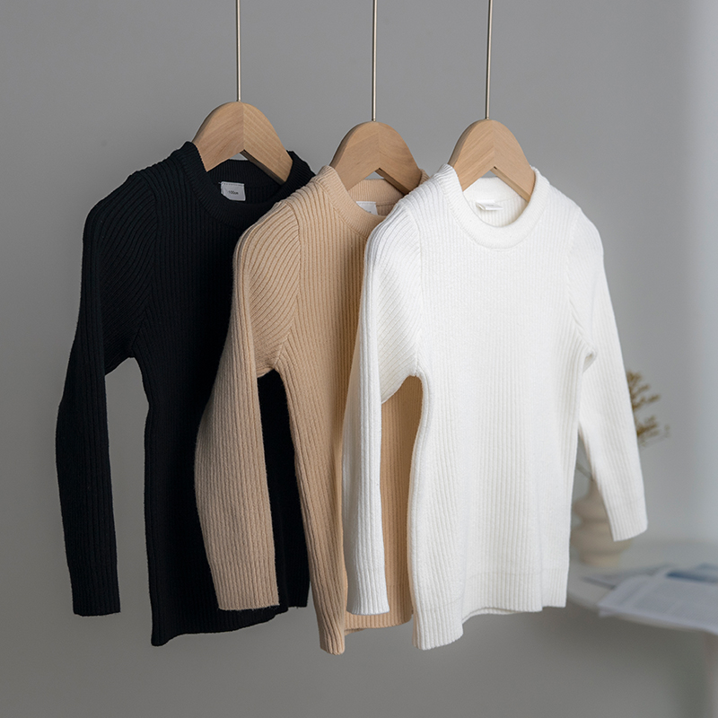 拉波米儿童打底毛衣内搭套头针织衫秋冬新款洋气宝宝纯棉保暖上衣