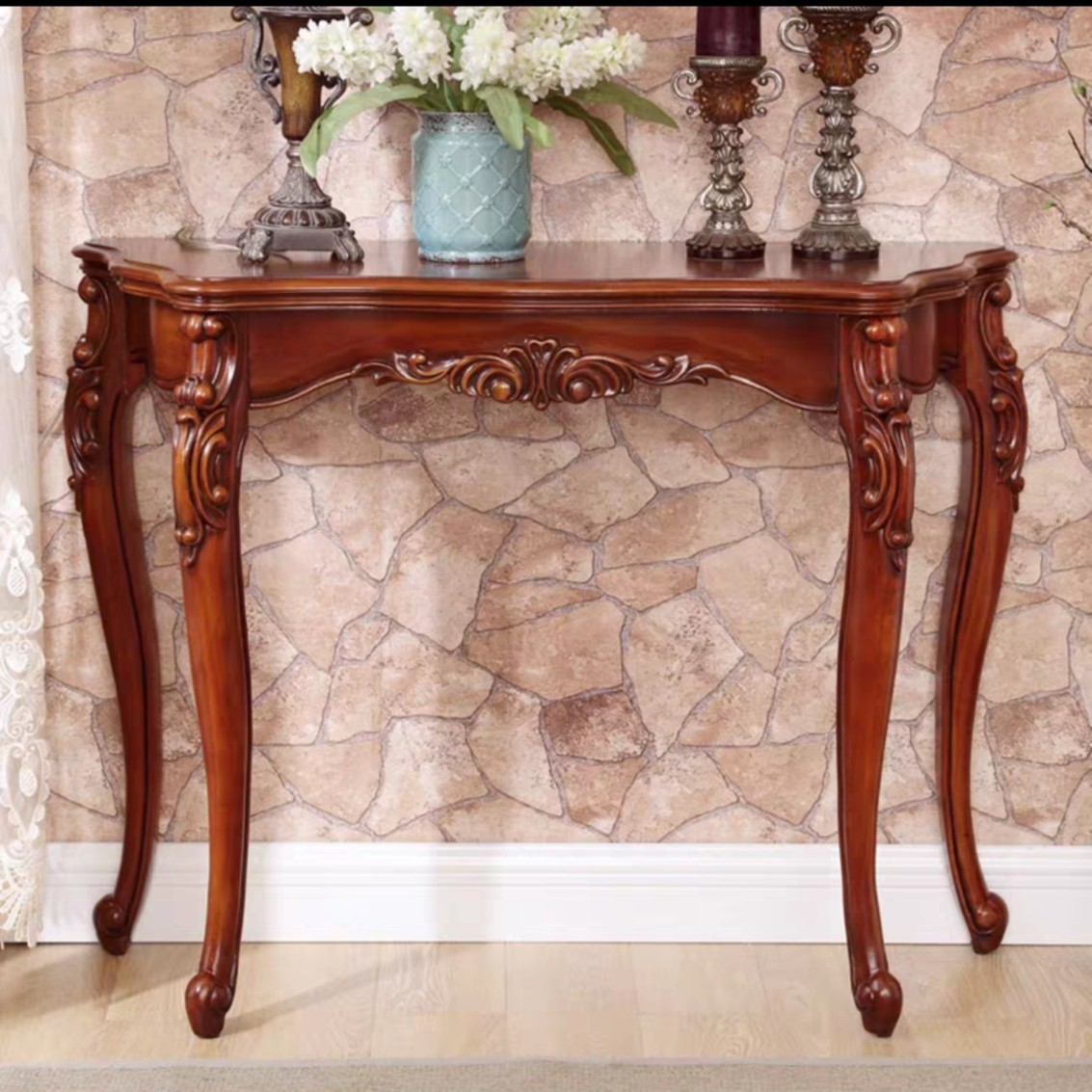 雕花全实木玄关柜隔断客厅做旧隔断柜轻奢储物高端大气置物双面