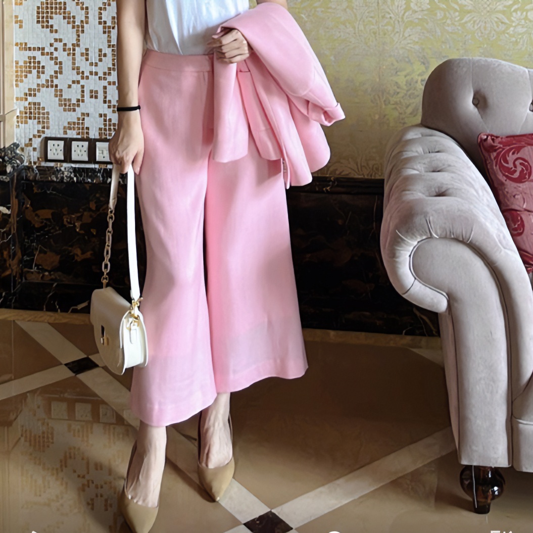 COLLECTION定制-pink-小众九分阔腿裤2204008