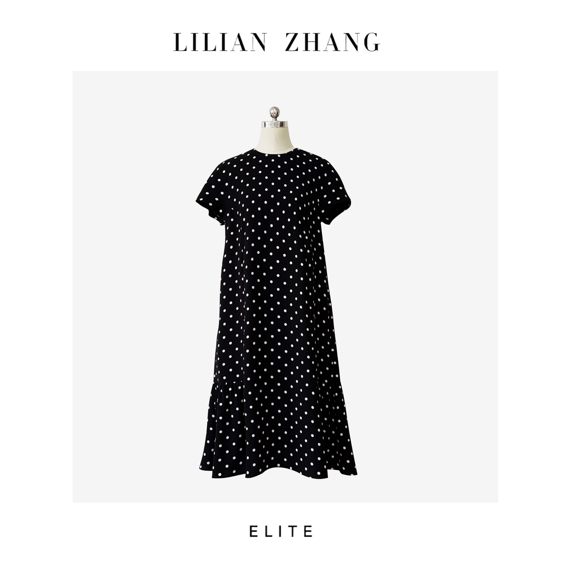 E系列——定制——赫本风——Lady挚爱——法式浪漫风情A摆波点裙 2401087