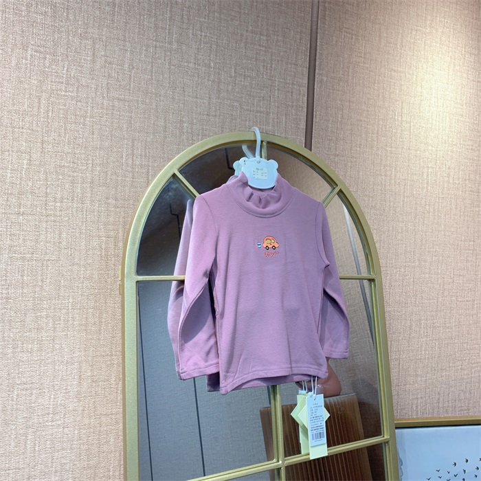 AQ275   宝宝紫色半高领打底衫 