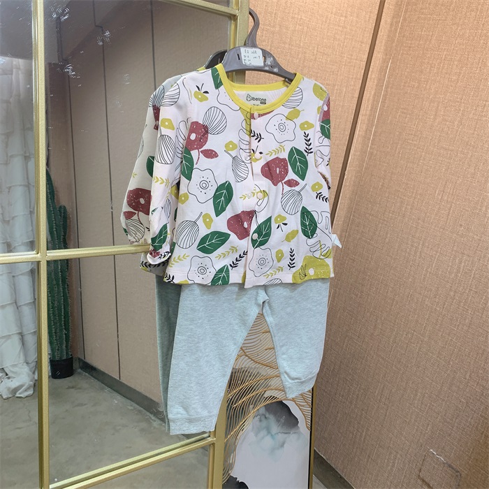 EI268  宝宝粉色前开秋衣两件套 
