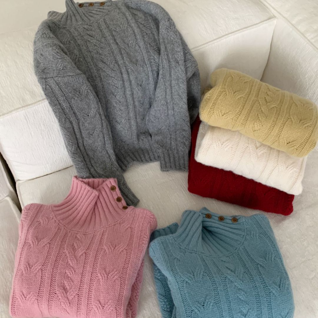 【素简.950191】秋冬新款100绵羊毛麻花拉链红人上新羊毛衫