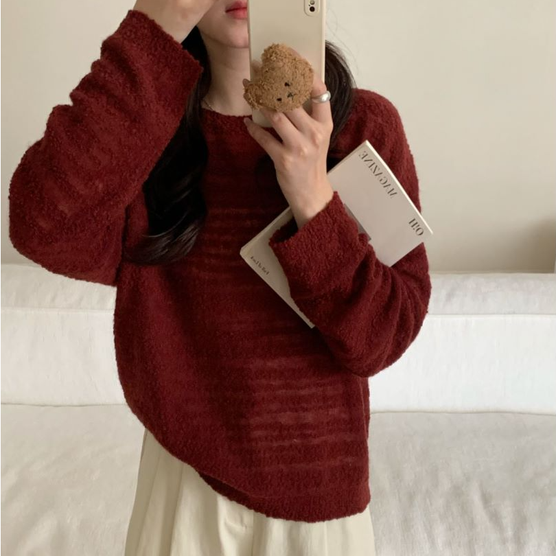 【素简.660115】秋冬新款宝藏上新显瘦马海毛净版粒粒纱针织衫